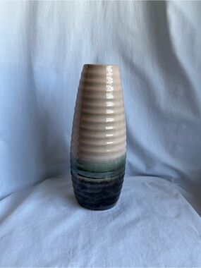 Home Essentials Ombre Ribbed Ceramic Vase in Blush and Teal